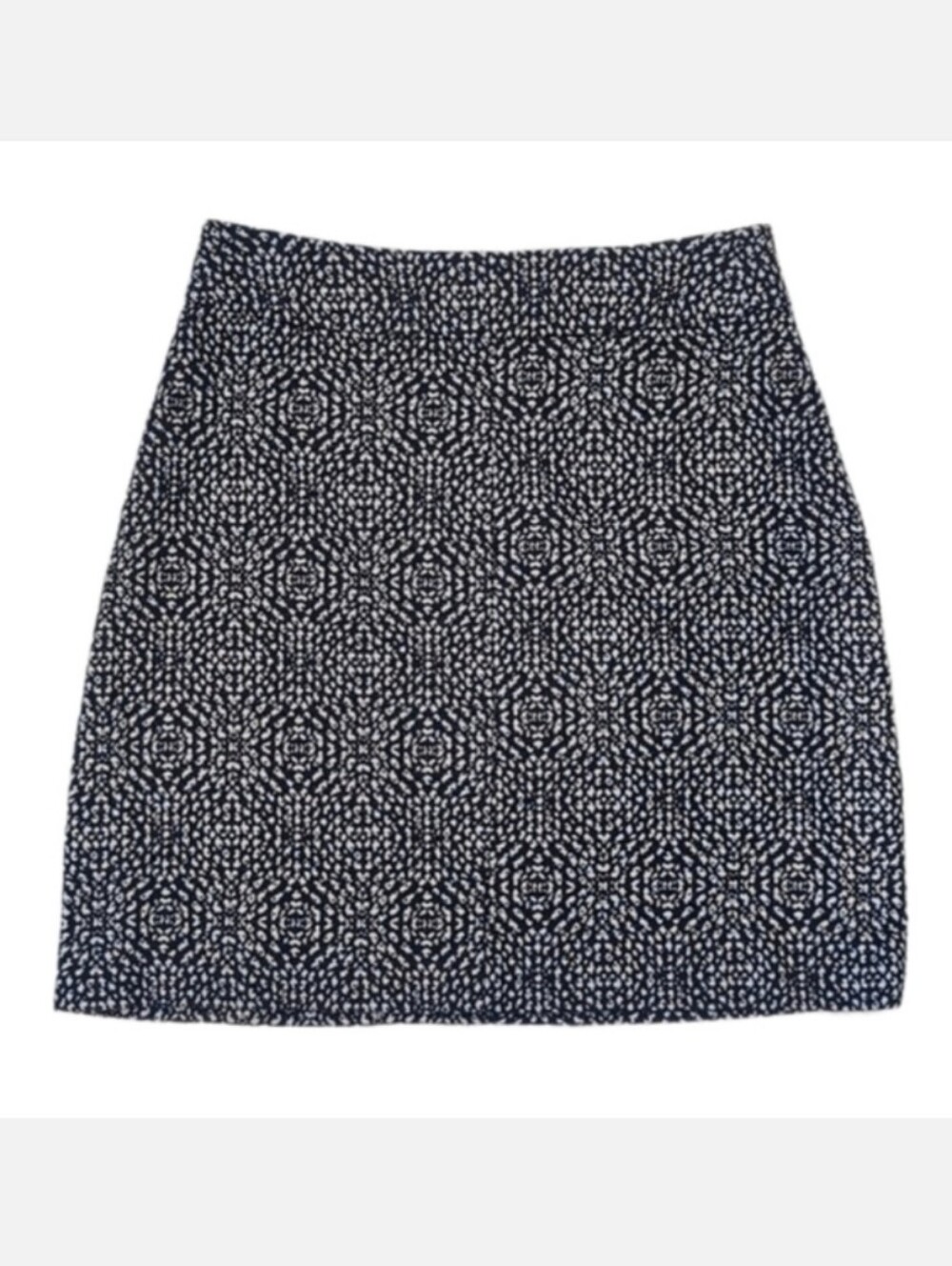 H&M High Waisted Mini Pencil Skirt Woven Spotted Print Fall Winter Blue Gray 6